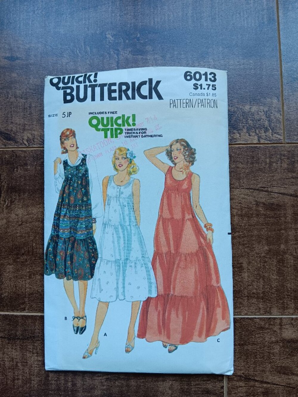 Vintage Quick! Butterick 6013 Sewing Pattern Hippie Boho Prairie Tiered Dress